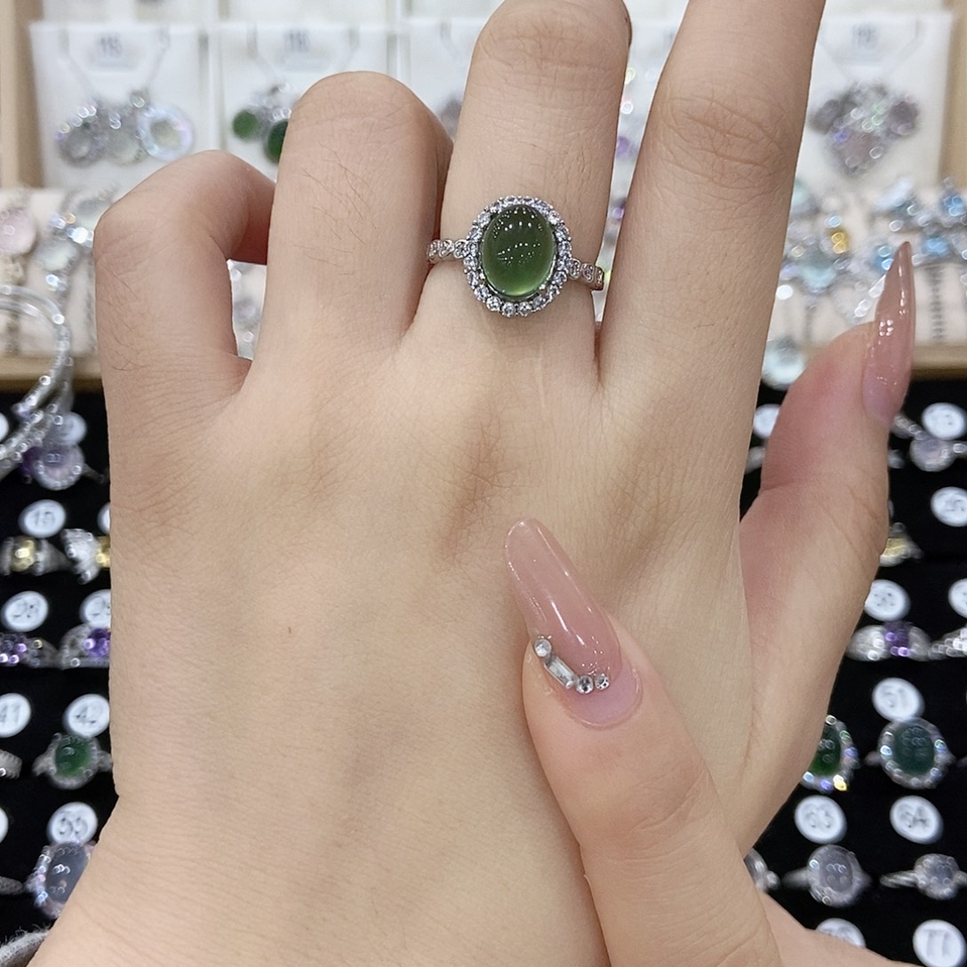 米***净岫玉银S925镶嵌戒指