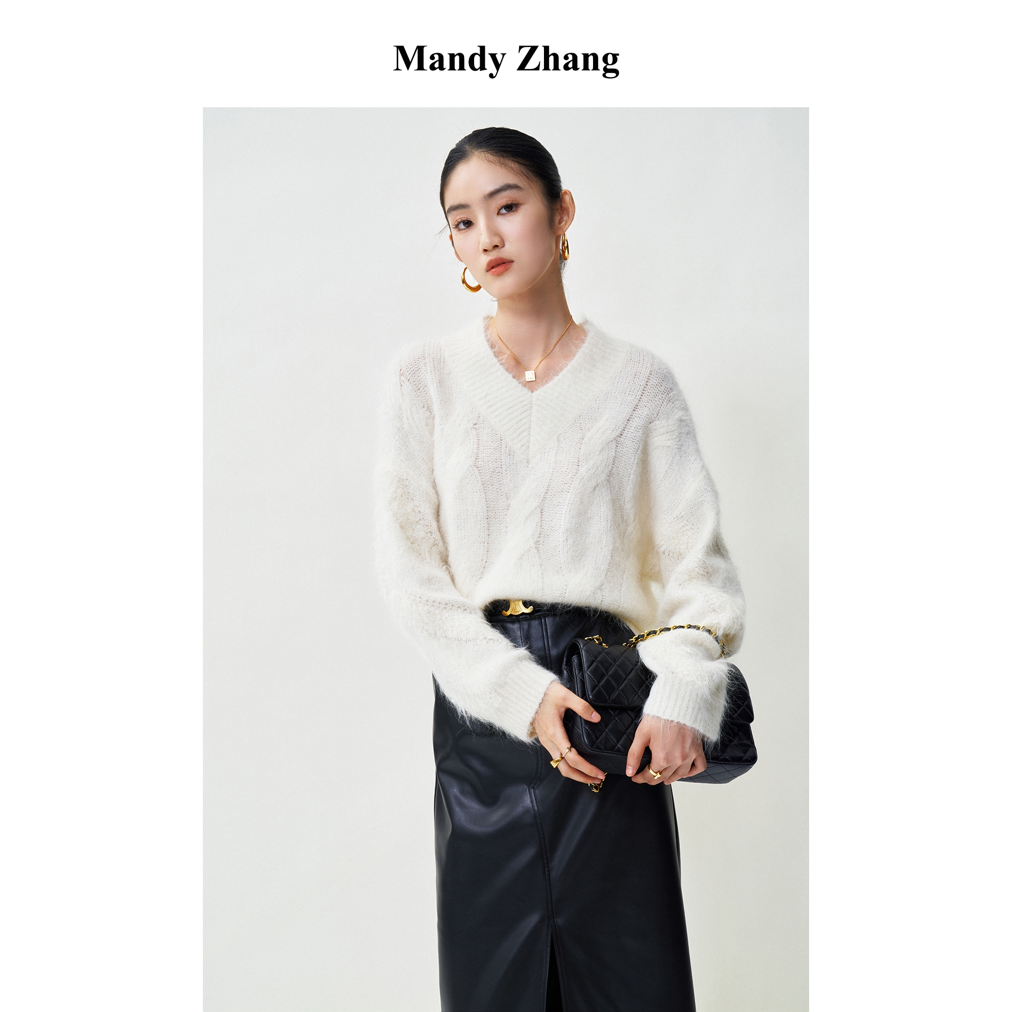 【诗语专属】MandyZhang慵懒惬意感羊驼毛针织衫女宽松细腻毛衣秋