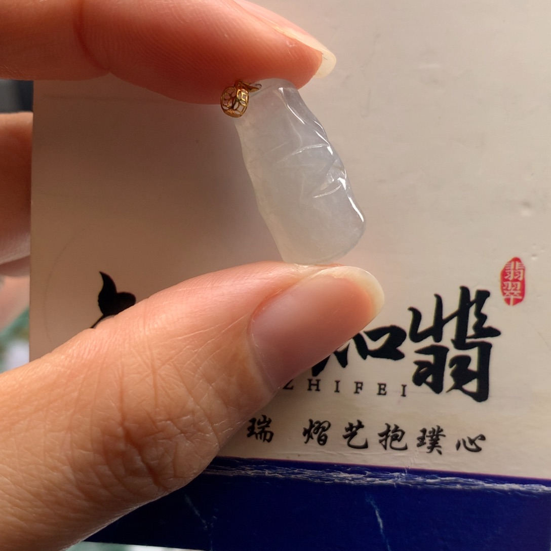 翡翠颈饰18K金镶嵌白冰竹节