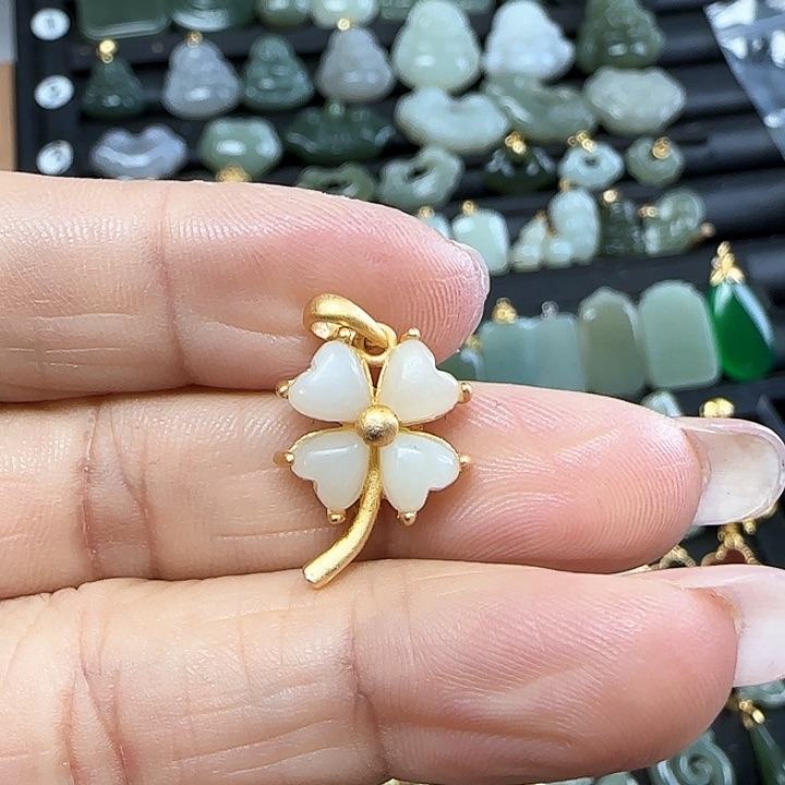 和田玉吊坠(不含链)银S925镶嵌