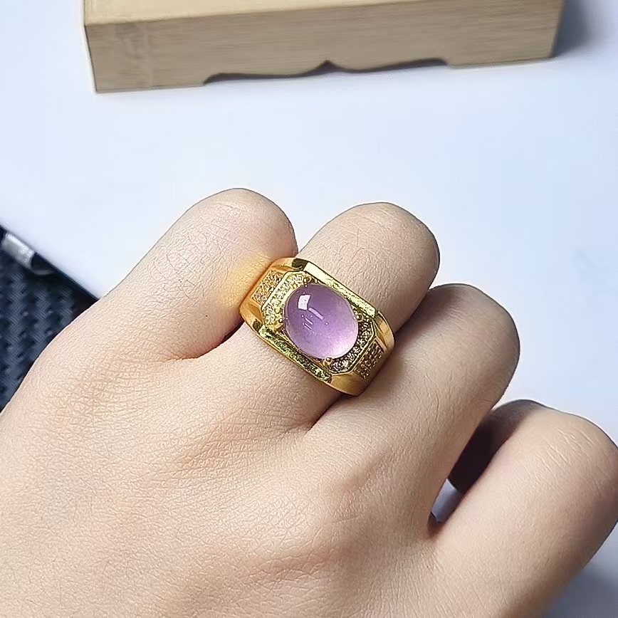 （聚宝严选）B16紫大金托F戒指精致男女同款精美气质时尚百搭气质