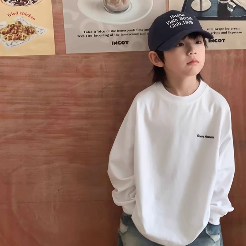 （实体品质）纯棉长袖男童t恤中大童韩版印花上衣儿童帅气男孩宽松