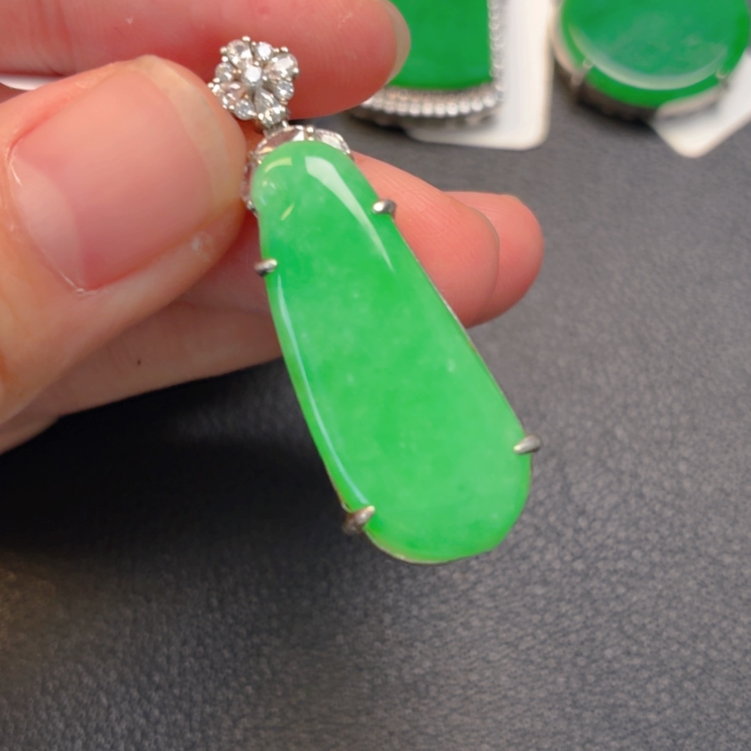 翡翠银S925镶嵌吊坠(不含链)