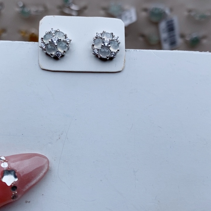 翡翠耳饰银S925镶嵌张**?11111