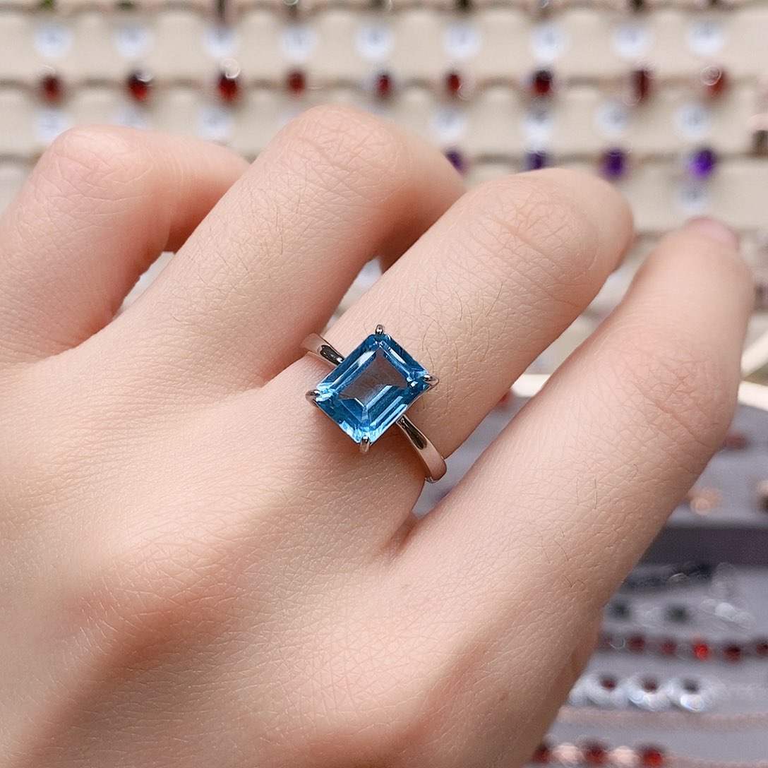 托帕石戒指银S925镶嵌戒指