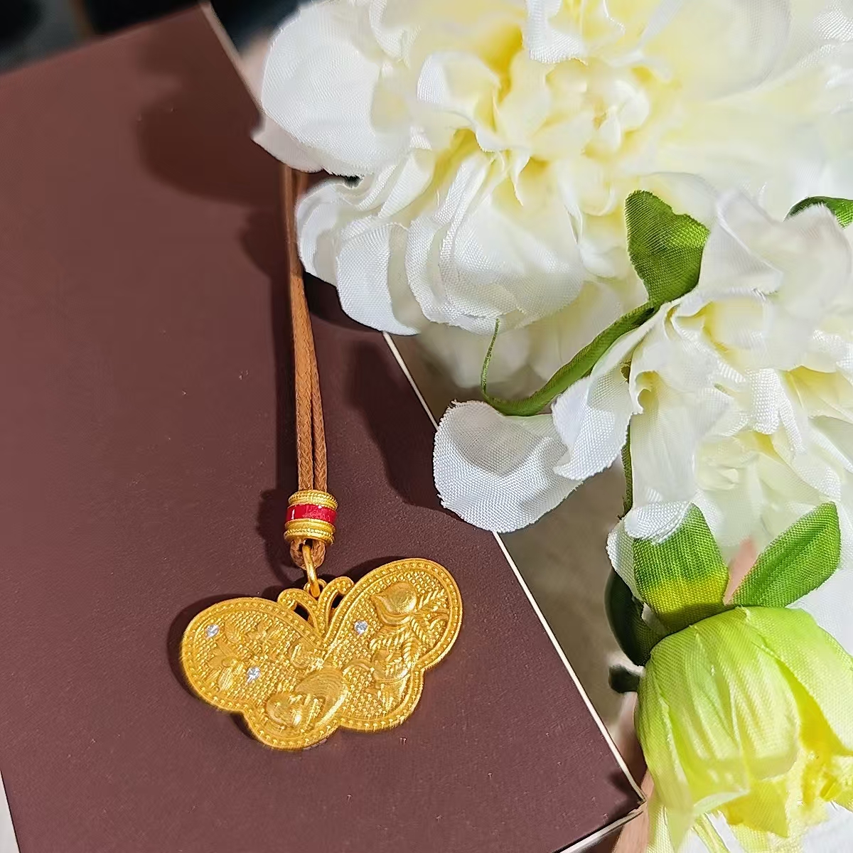 吊坠足银 足银坠链新中式蝴蝶报喜精致百搭精美时尚饰品银饰