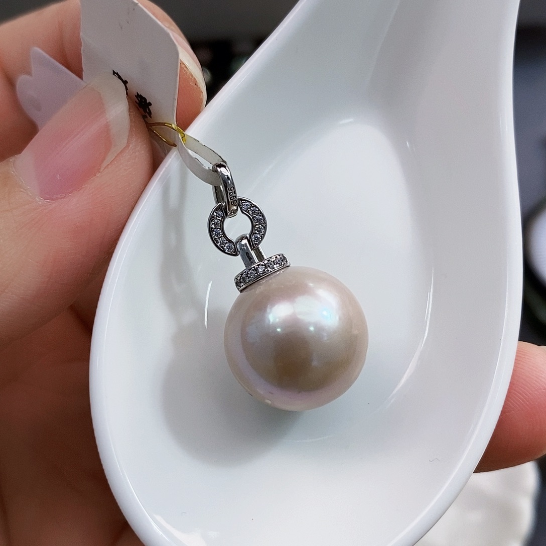 银S925镶嵌特价大龙珠吊坠默认瑕疵15.2mm淡水珍珠