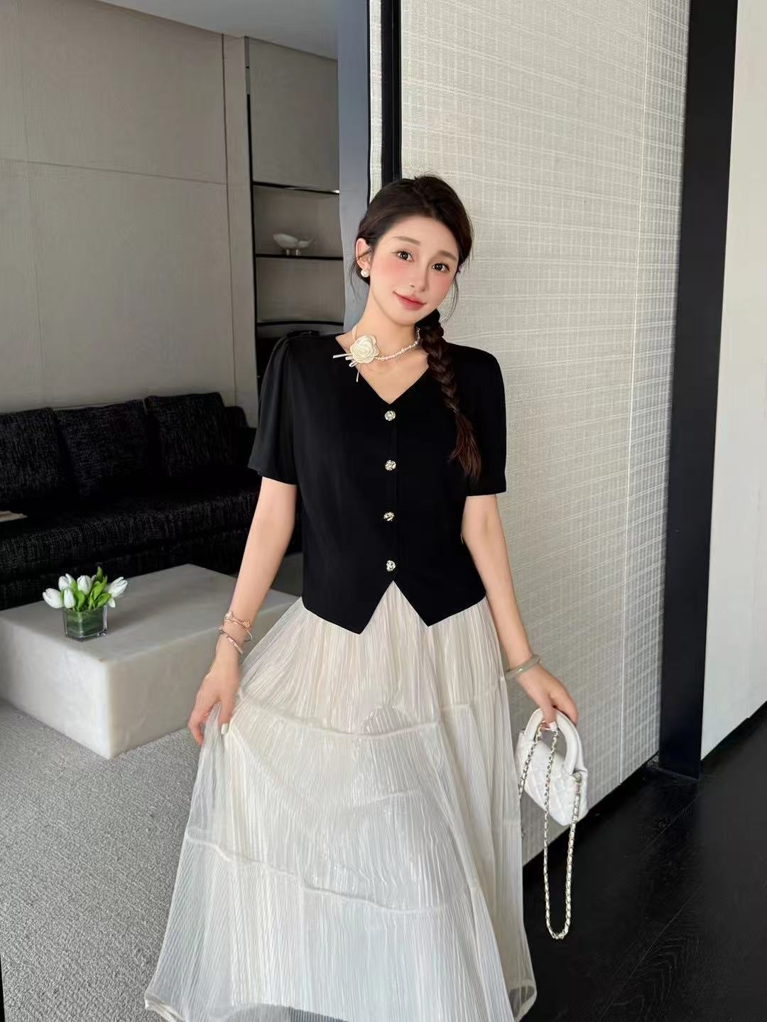 妮子严选百搭休闲风上衣小衫开衫短袖90136