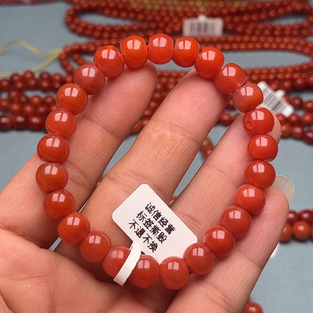 南红玛瑙未镶嵌手链苹果珠卡9十