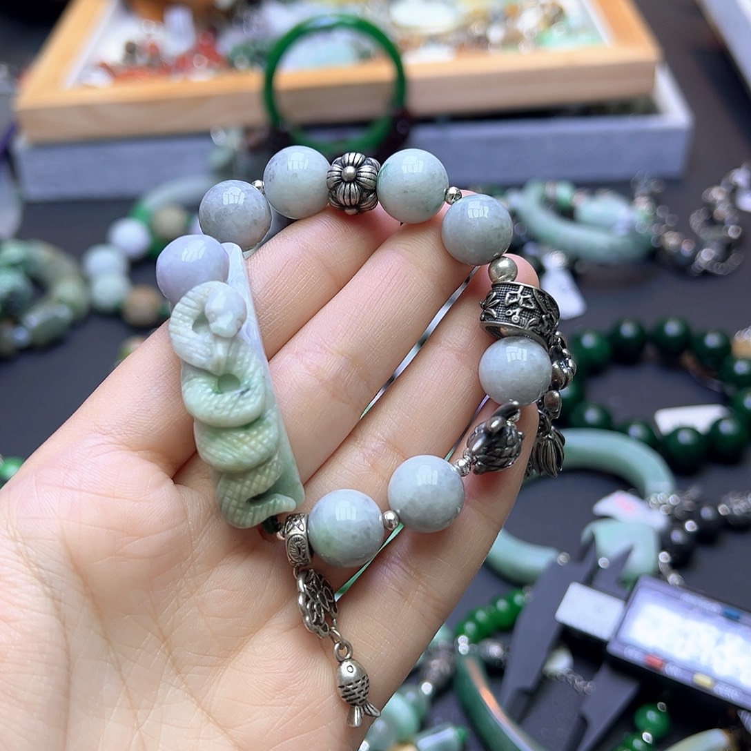 紫***郁翡翠未镶嵌手链180