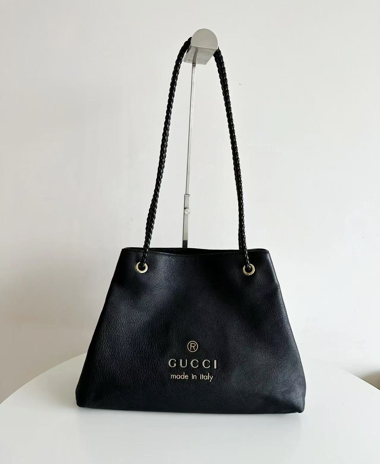 95新 GUCCI/古驰 GGS古驰字母logo托特tote购物袋咖色46426935