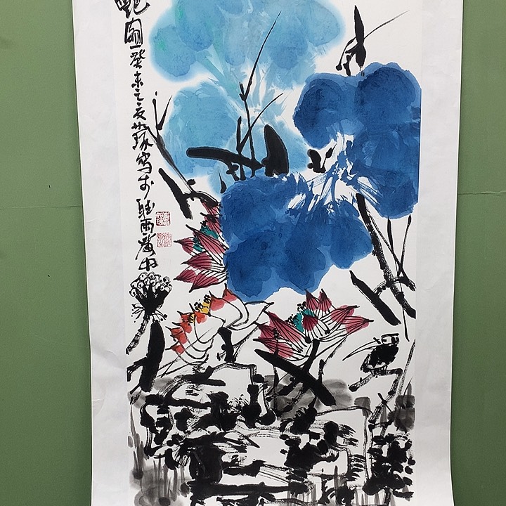 竖款精品国画作品宣