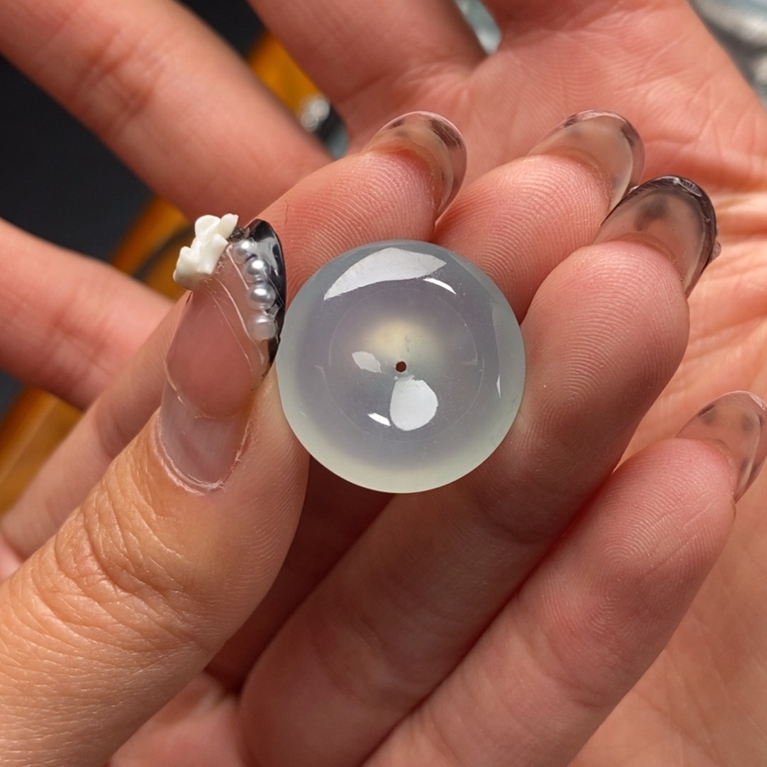 翡翠未镶嵌颈饰高冰暖白胶润纯净平安扣吊坠