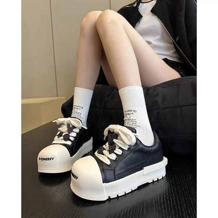 厚底小白鞋女春小众韩版百搭娃娃鞋休闲板鞋丑萌面包单鞋E7