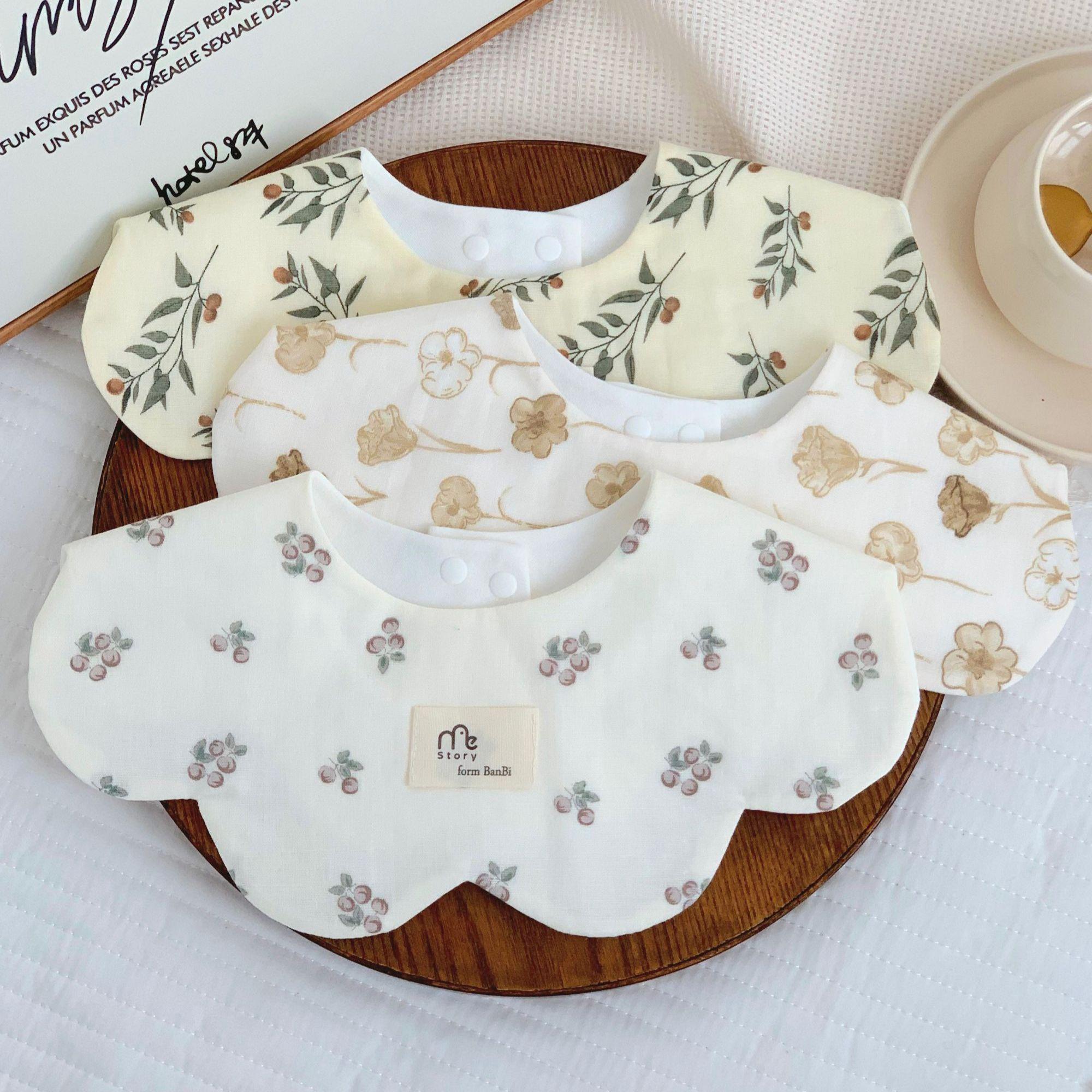 高定直播ins婴儿口水巾花边围嘴柔软透气棉质围兜宝宝防吐奶