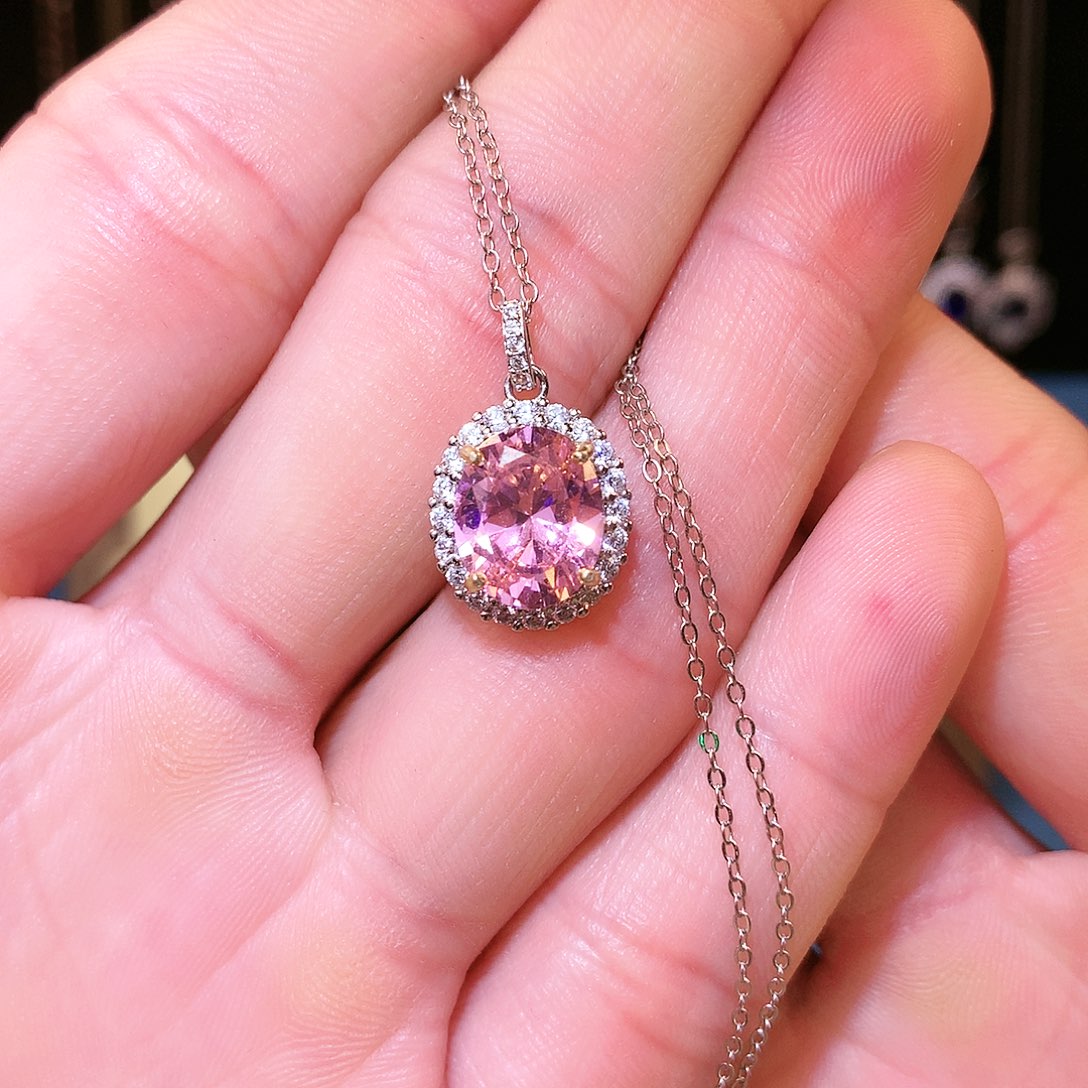 蓝宝石吊坠(赠链)银S925镶嵌