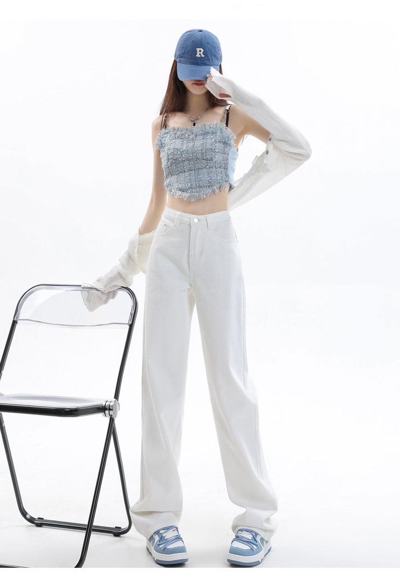 【主播补贴活动】2025新款高腰窄版直筒牛仔裤女显瘦提臀显高设计感