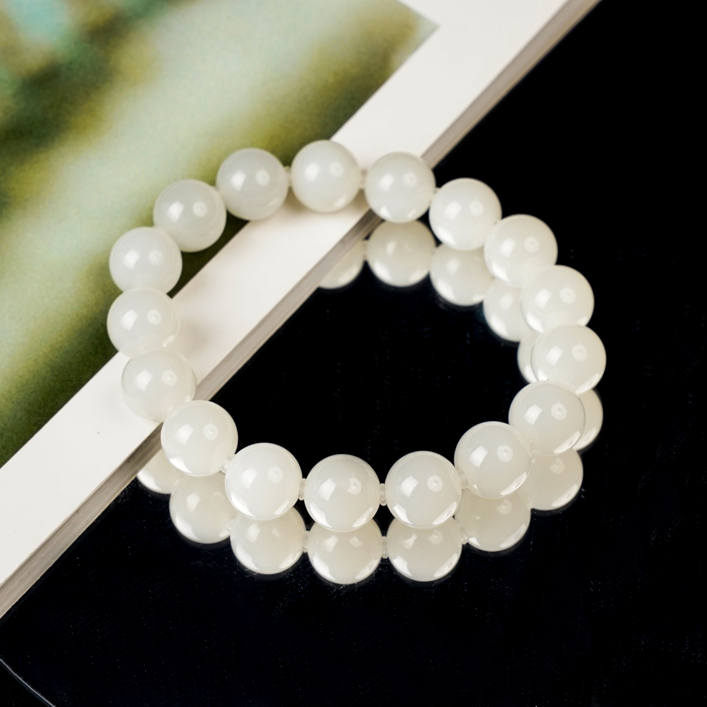 和田玉白玉手串卡11mm白色系过年送礼大气百搭气质多样发一