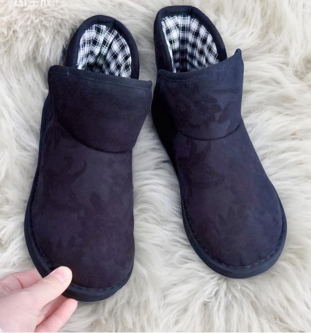 （亚麻提花款）千层底厚底棉花手工亚麻小靴子舒适保暖防滑