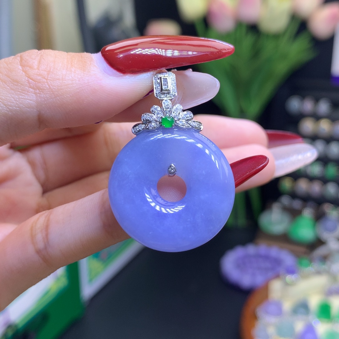 翡翠颈饰18K金镶嵌天然