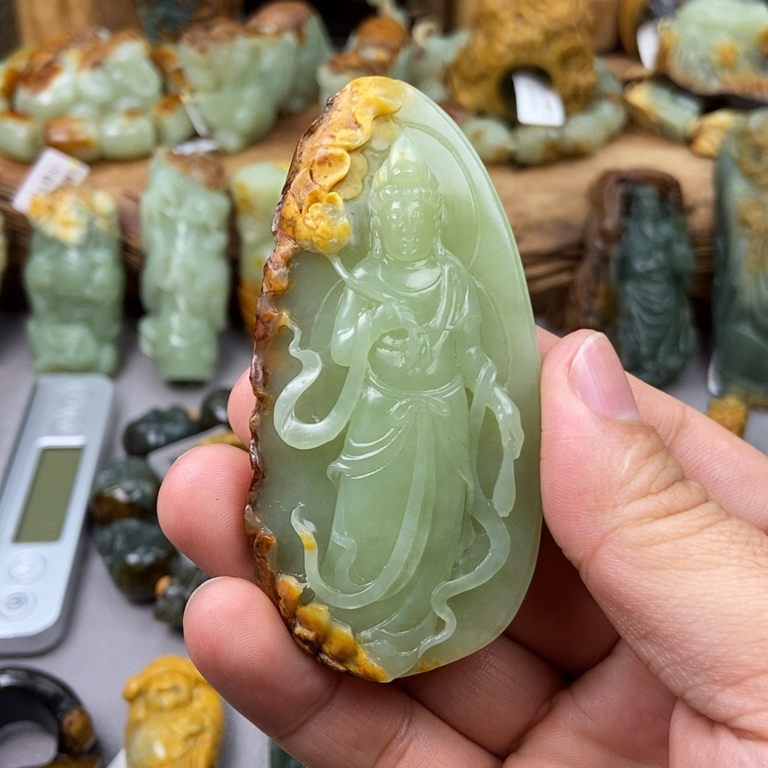 岫岩河磨玉（透闪石质玉）挂坠未镶嵌F*