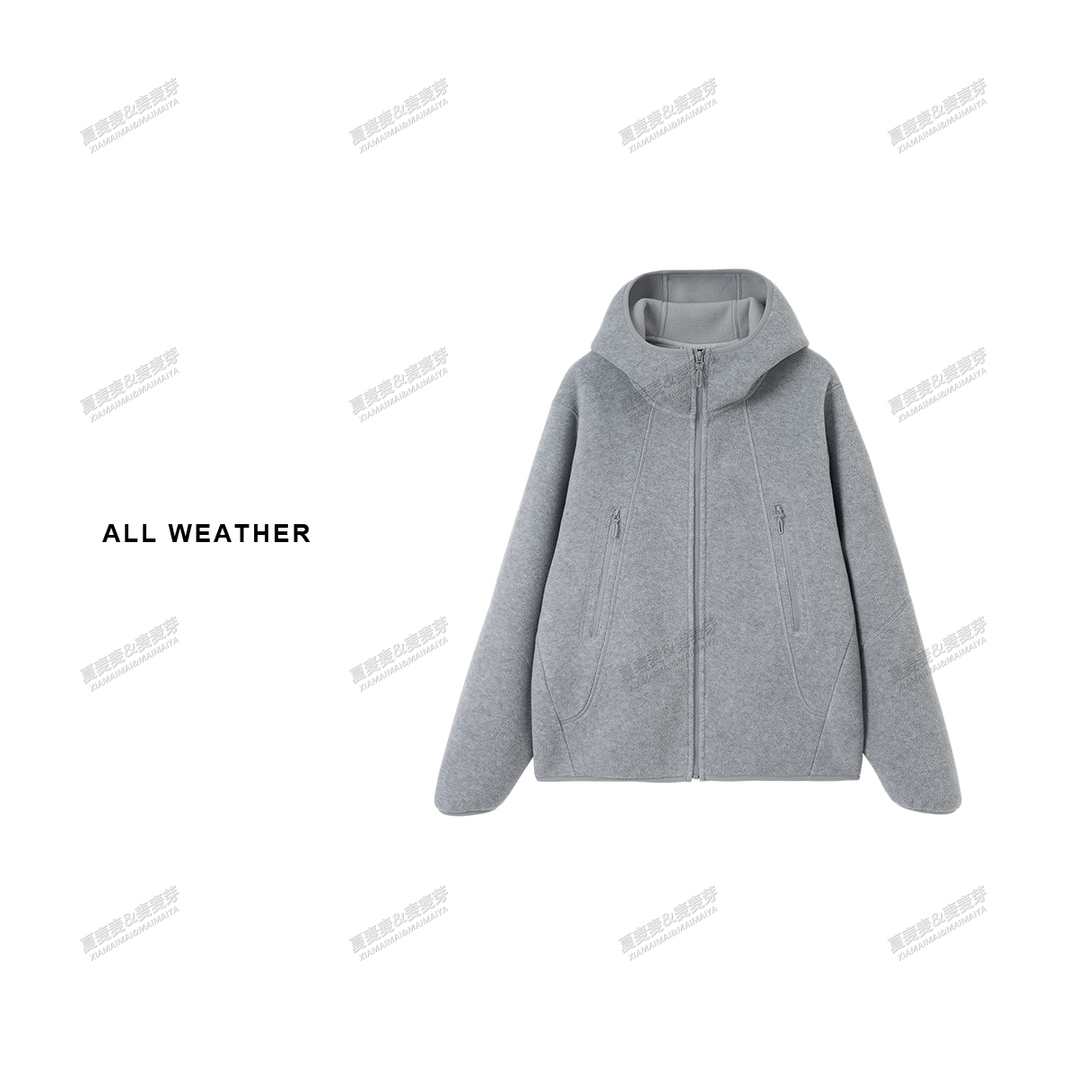 ANGFENG昂风/重磅双面摇粒绒冬季加厚户外防风保暖情侣款连帽外套