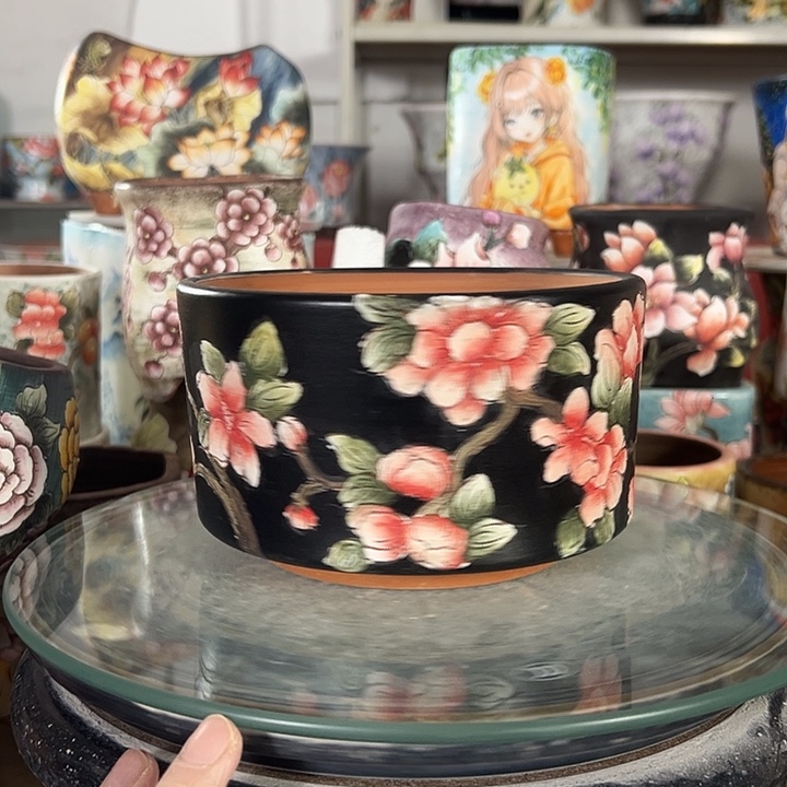 满38包邮 景德镇幸运花盆