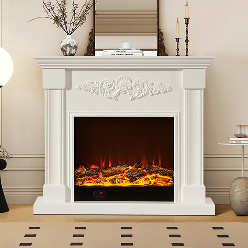 德利轩1.2米法式壁炉装饰柜雕花现代复古仿真火焰成品取暖壁炉芯