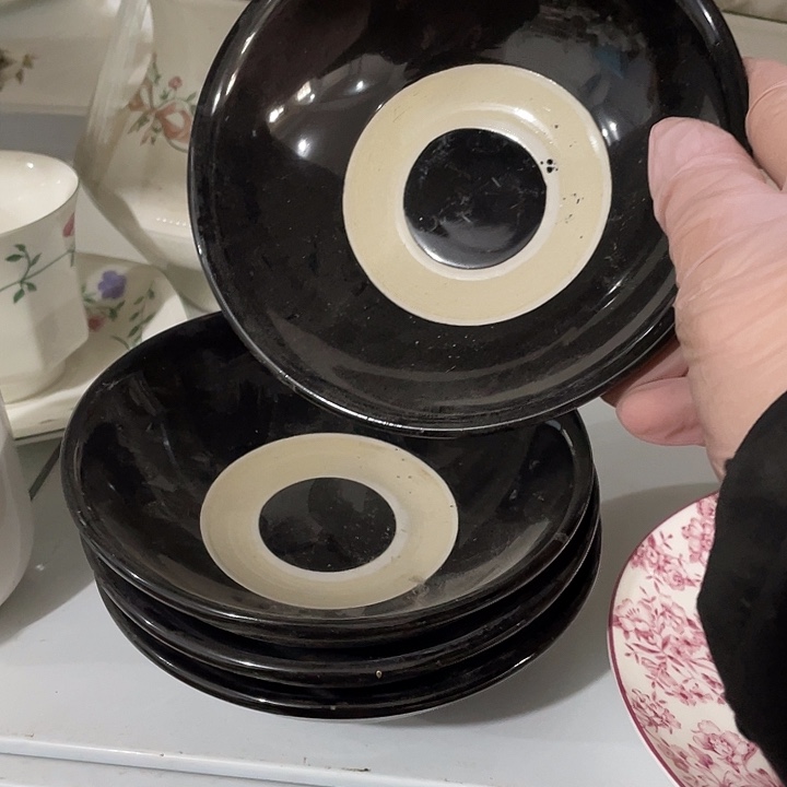 瓷片老粗瓷摔酒碗4个