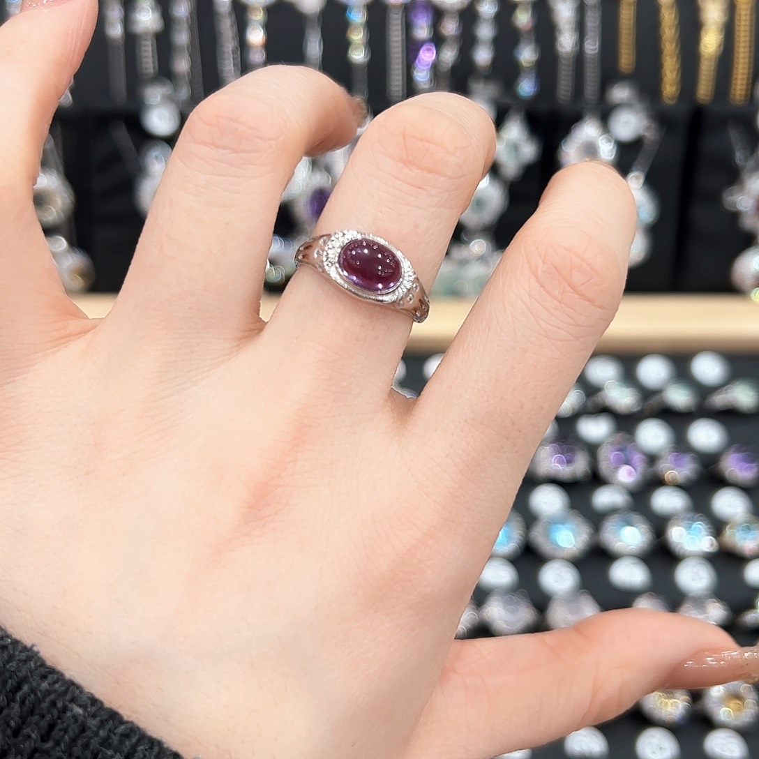 紫晶戒指银S925镶嵌戒指