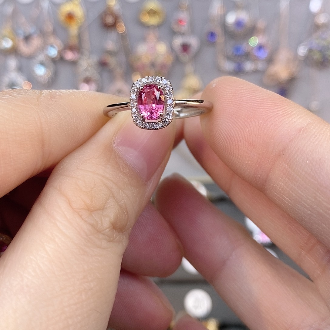 尖晶石戒指银S925镶嵌