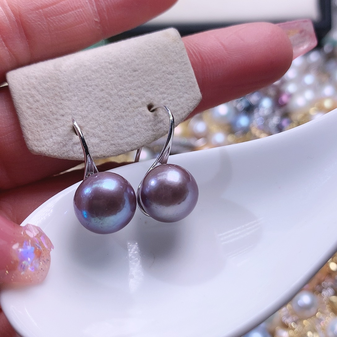 淡水珍珠耳饰银S925镶嵌