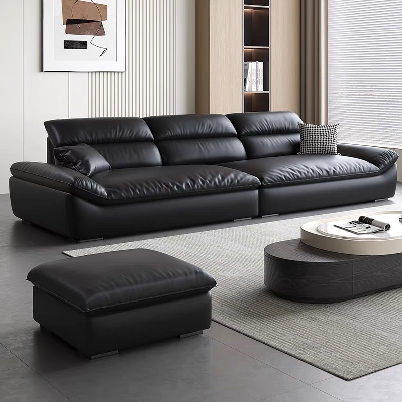 牧琴奥克兰帆船沙发简约现代轻奢家用客厅直排皮质沙发免洗猫抓皮