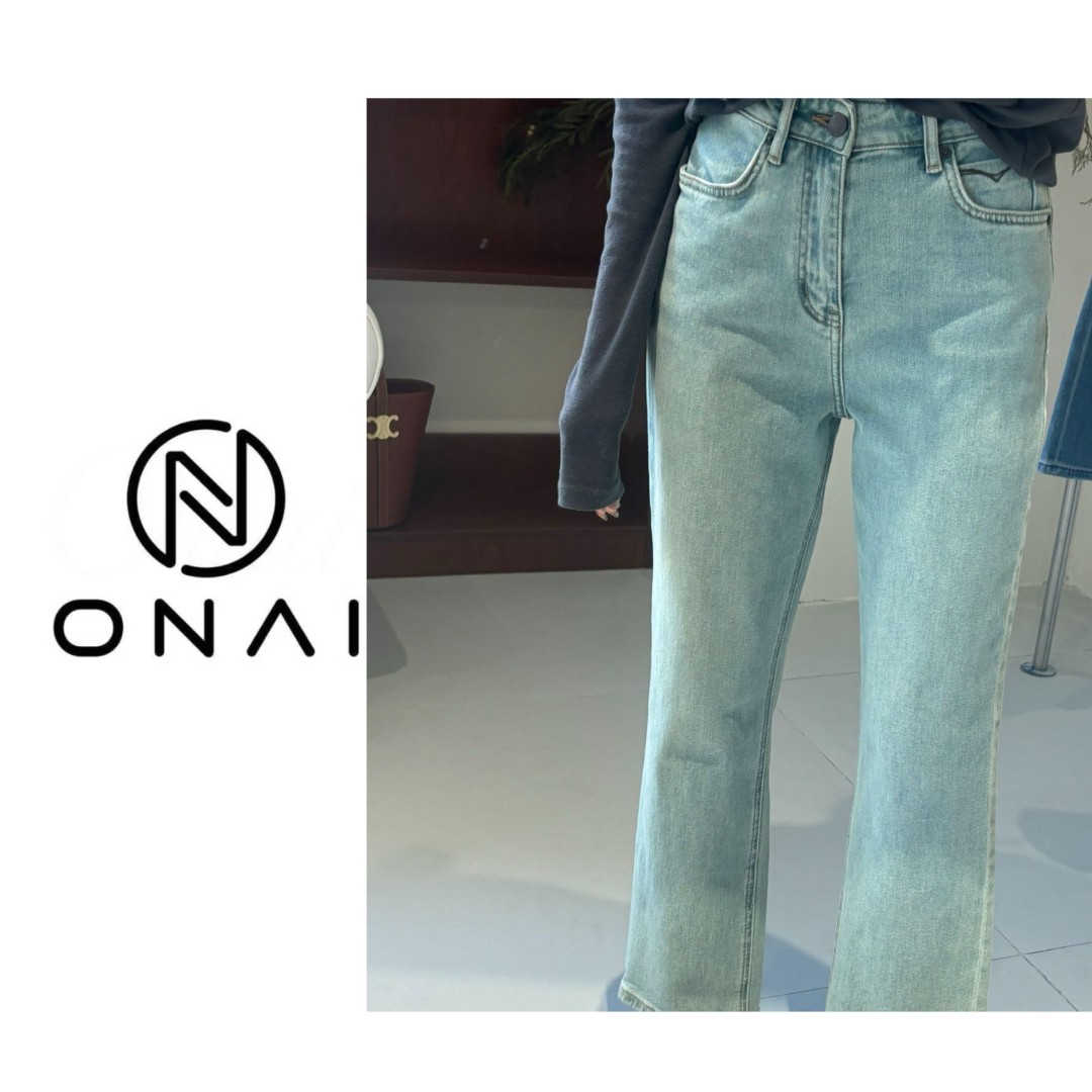 【Onai】轻质感弹力牛仔直筒九分裤83270