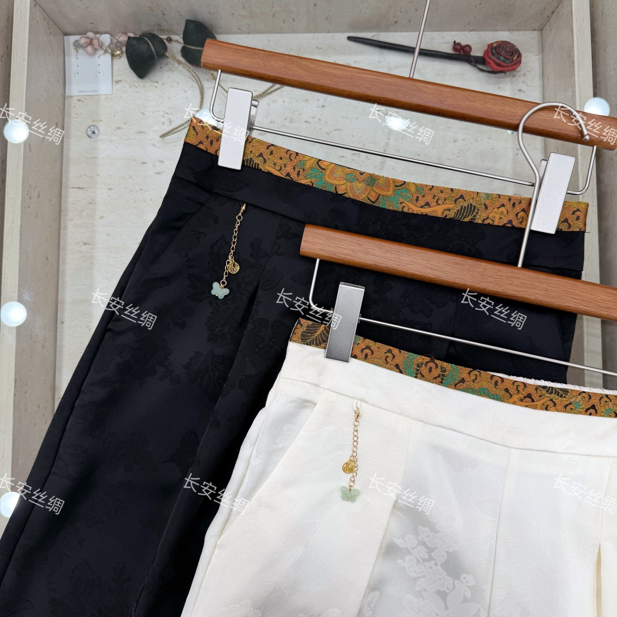 夏季通勤时尚休闲松紧腰直筒裤百搭宽松长裤