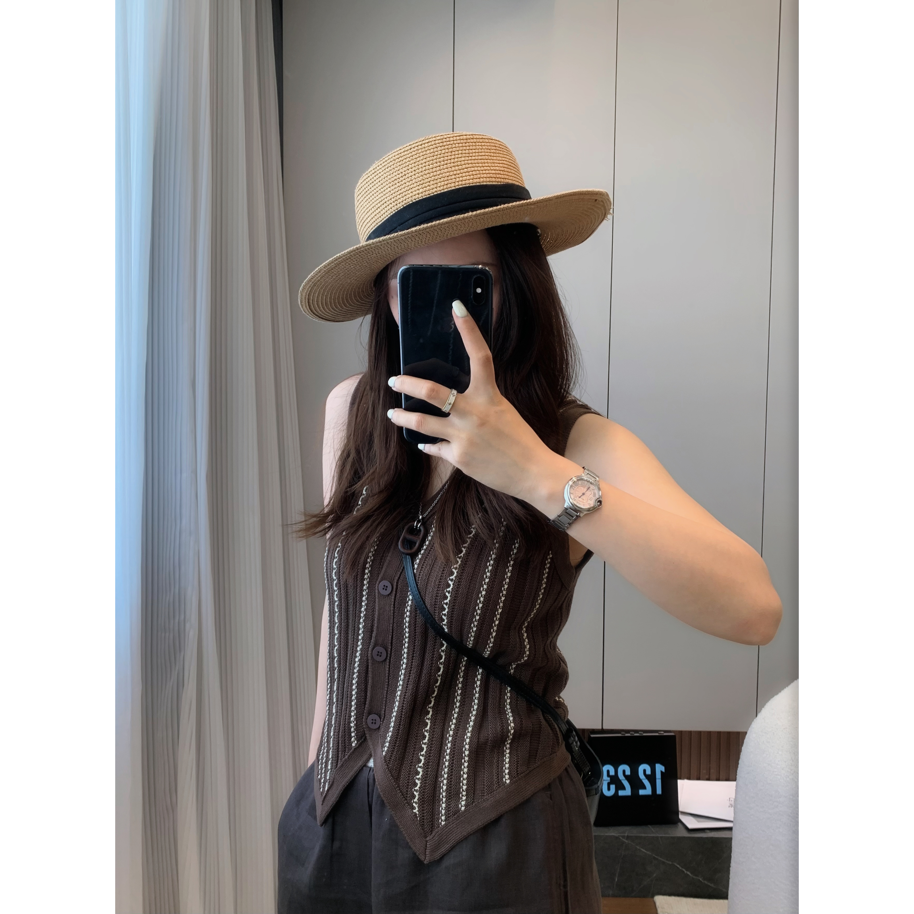 【old money】桑蚕丝光羊毛天丝混纺条纹针织马甲背心