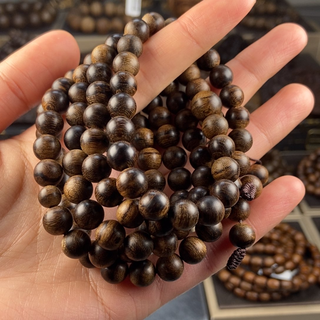 沉香手串顾越南芽庄白棋楠玉化留疤