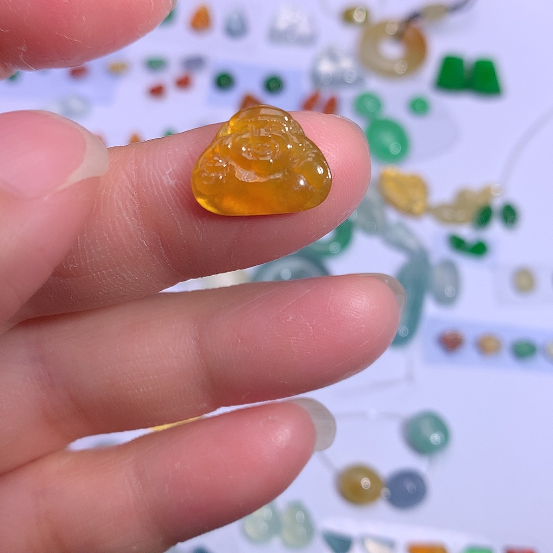 翡翠裸石翡翠黄财神