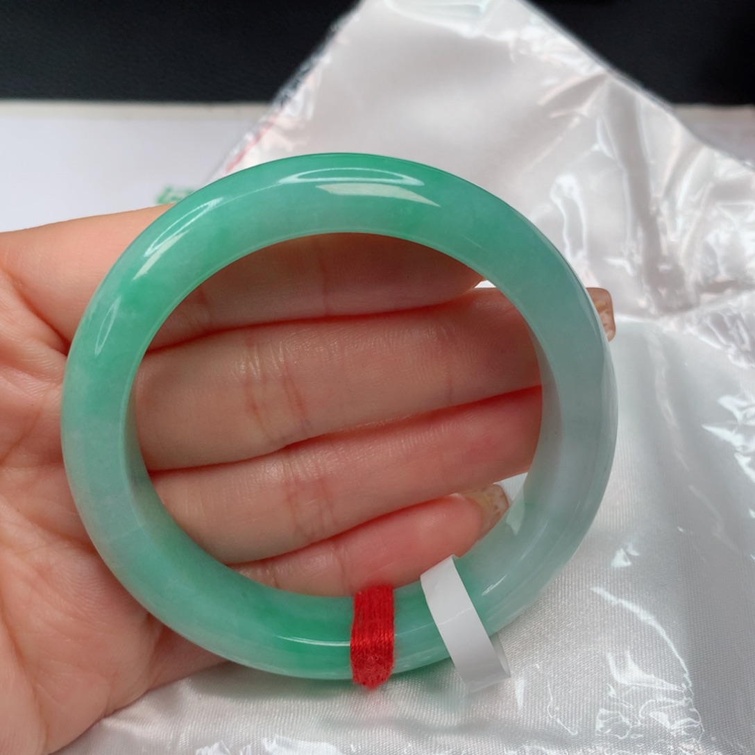 翡翠手镯未镶嵌米*晨51-52 苹果绿