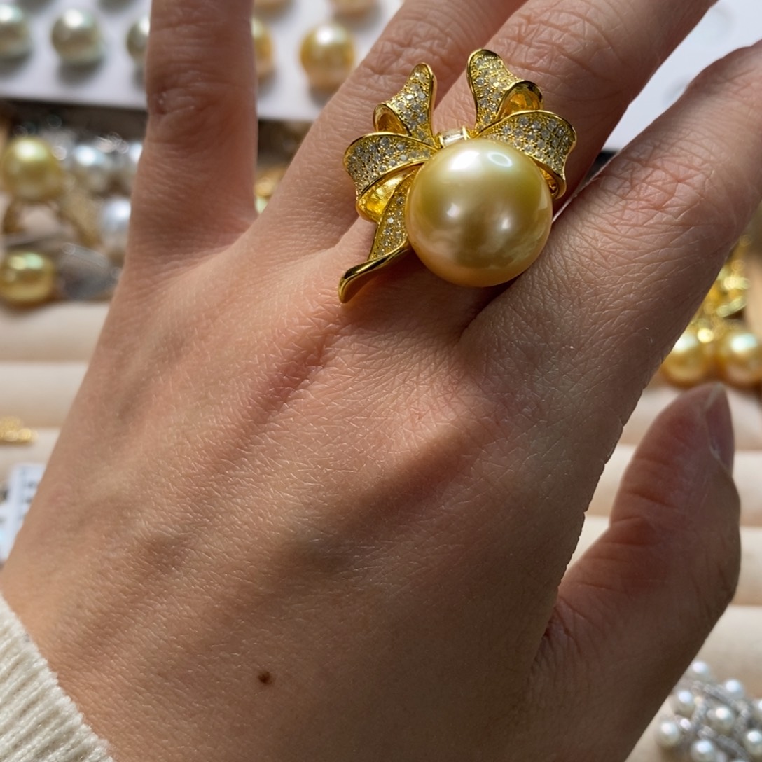 海水珍珠戒圈银S925镶嵌