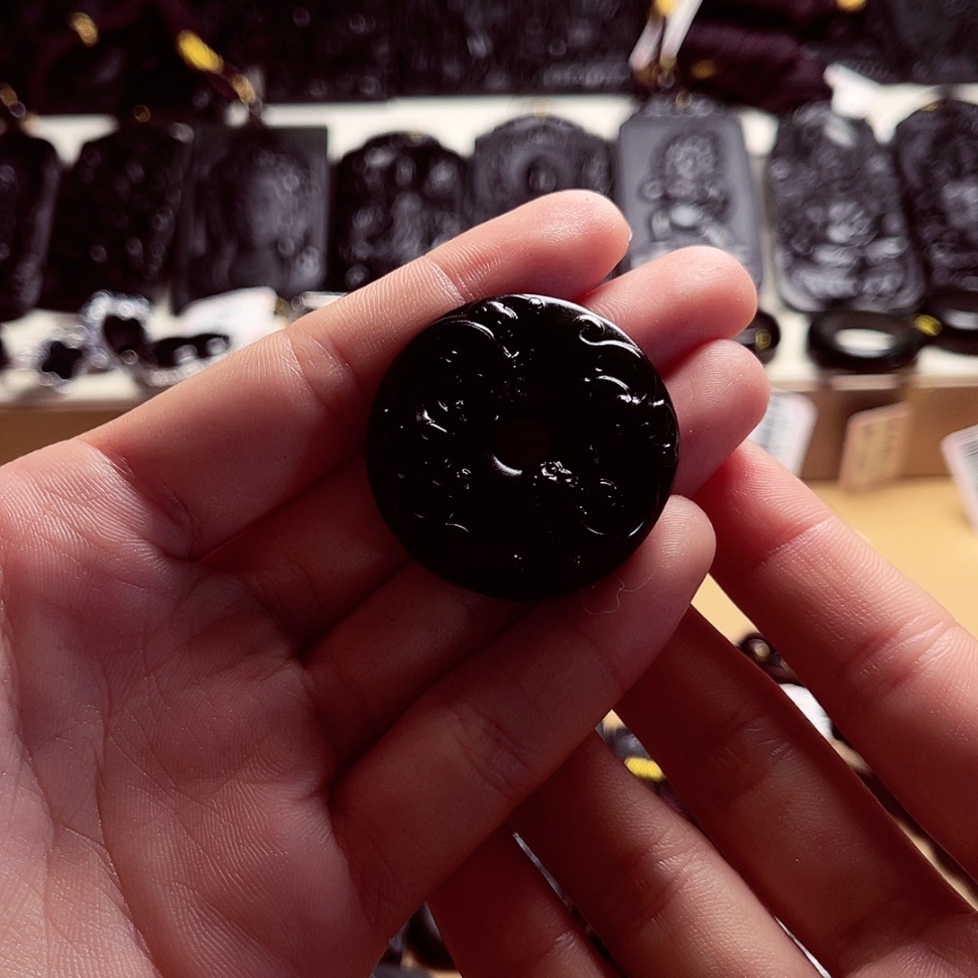 天然缅料A货双鱼平安扣