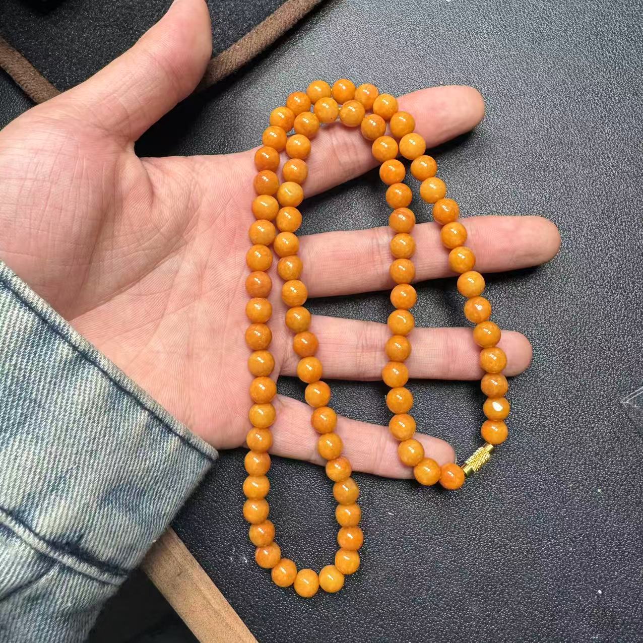 天然缅甸a货翡翠黄翡妈妈项链—多样性发