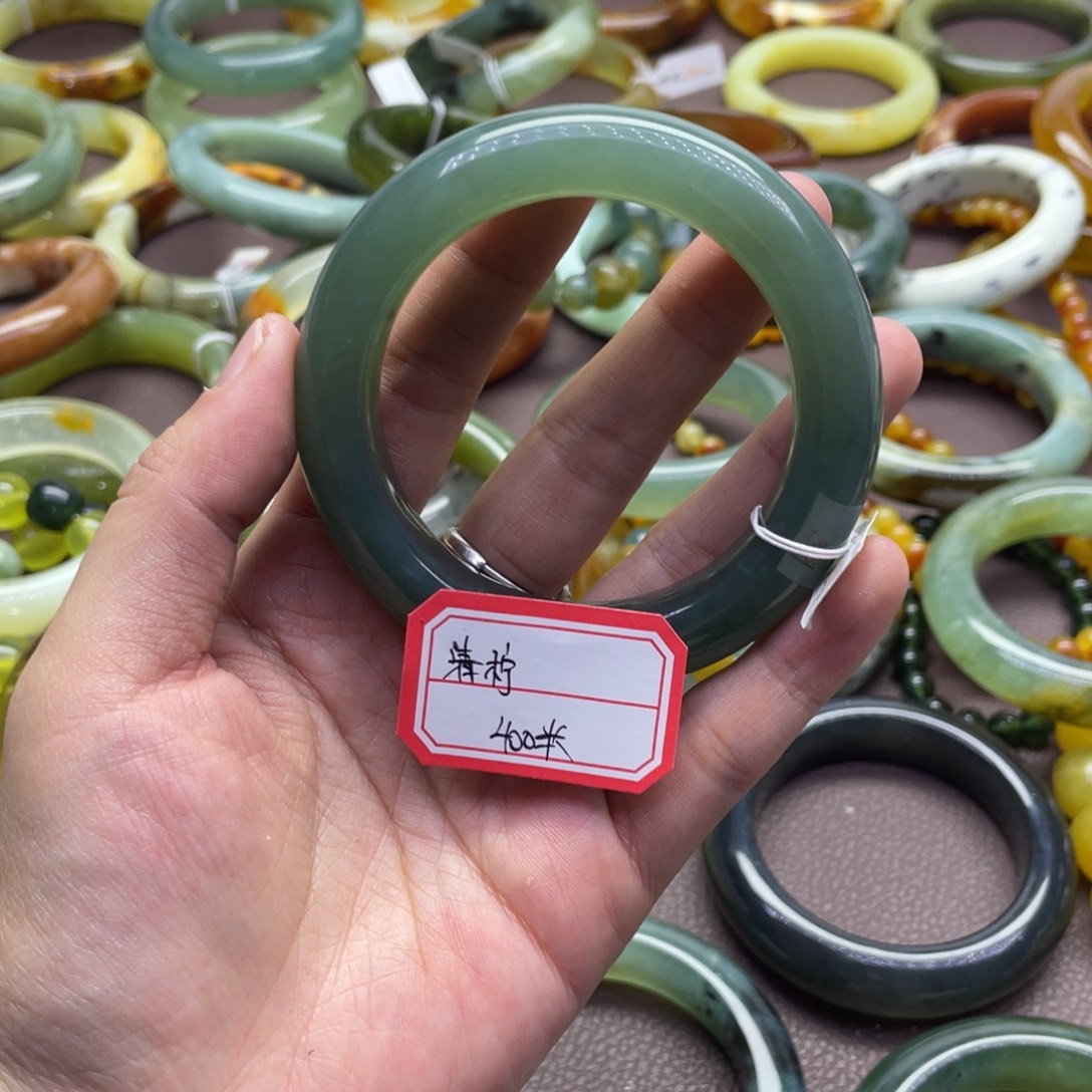清****蛇纹石玉合金手镯
