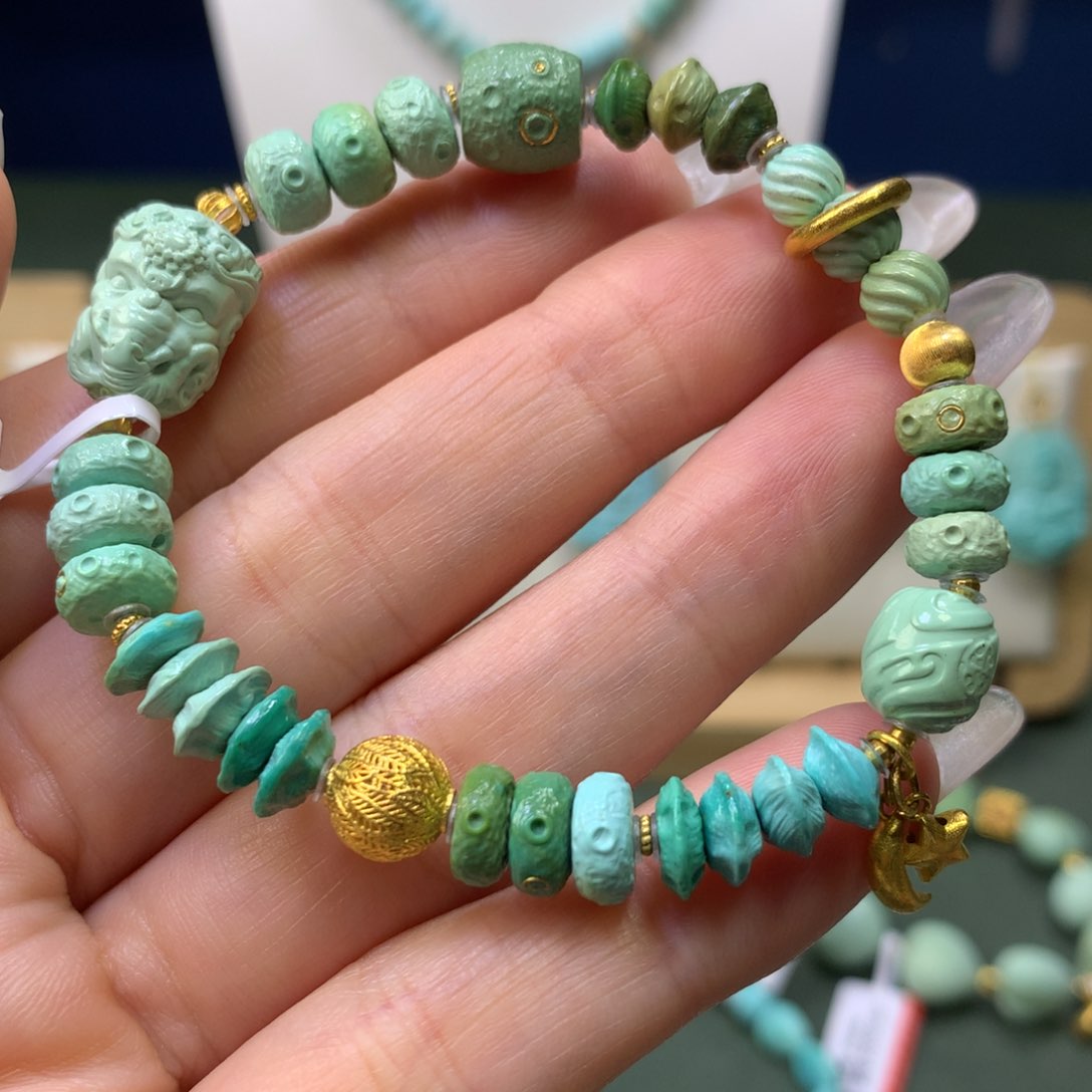 绿松石手链18K金镶嵌