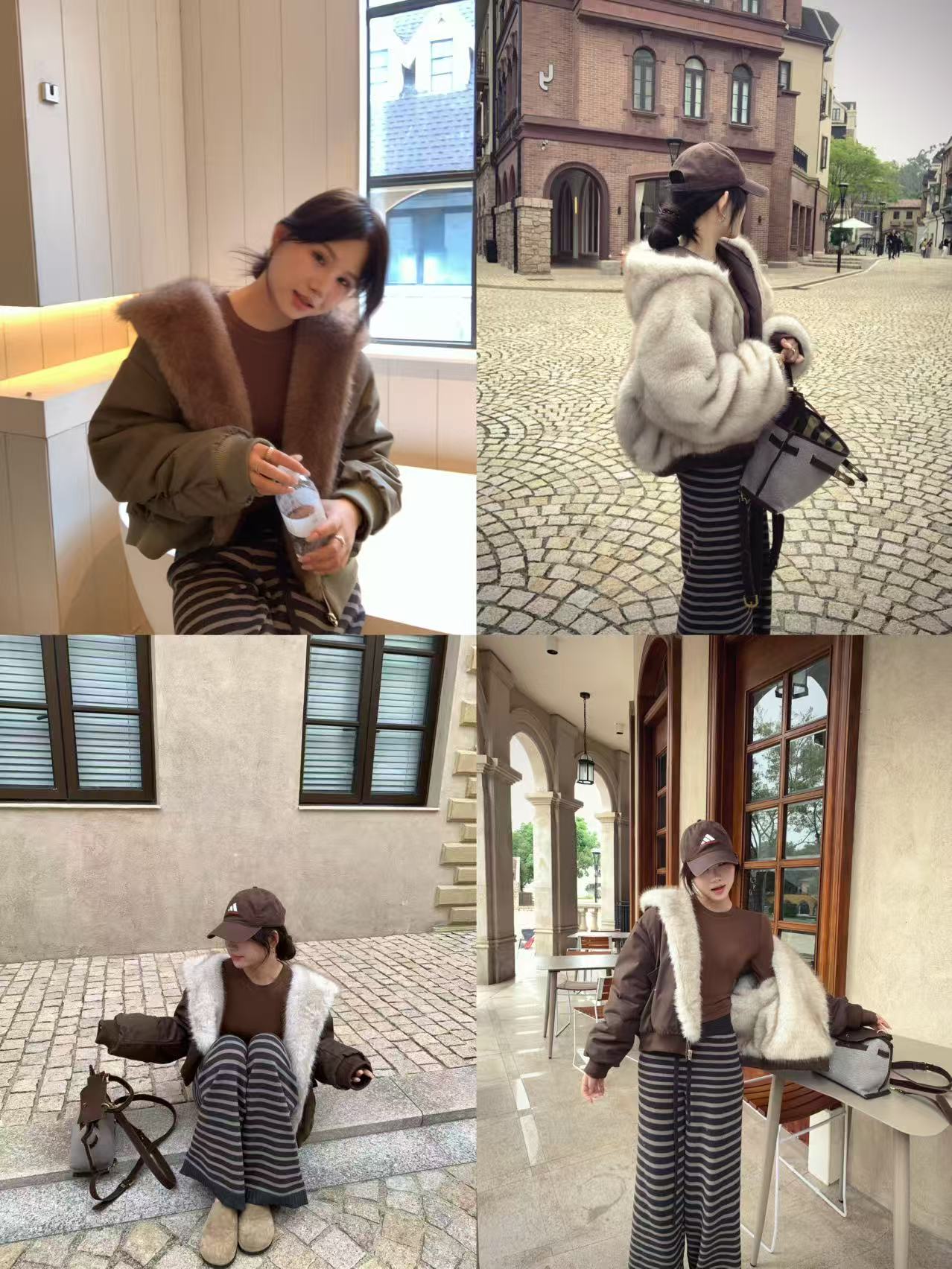 AFRESHM77 【水果甜心】冬季新款撞色双面穿环保毛派克