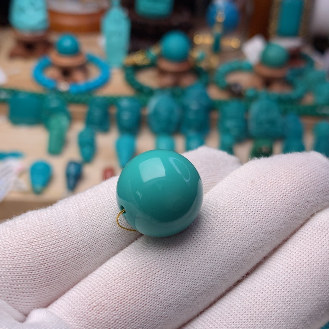 绿松石珠宝奇石未镶嵌17mm