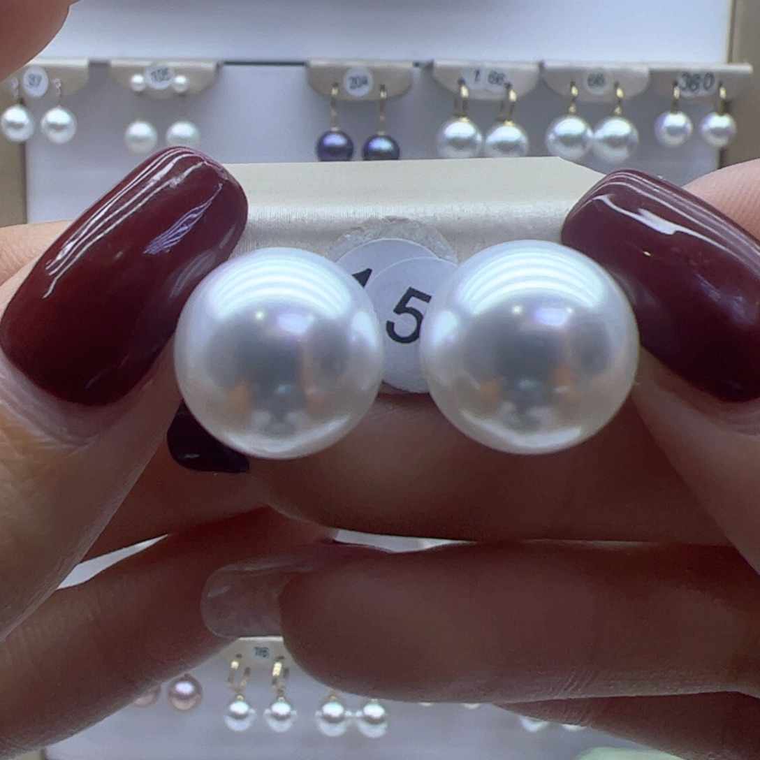 淡水珍珠耳饰18K金镶嵌