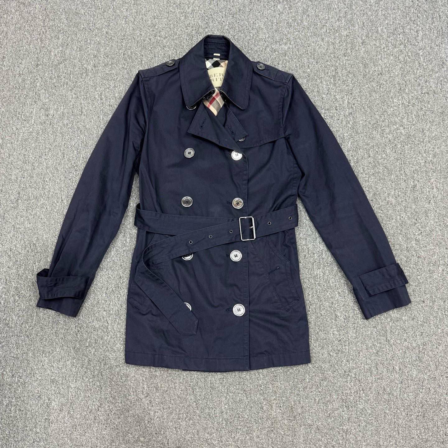 99新 BURBERRY/博柏利 16150997 nz藏蓝色内里格纹外套 UK8码99新