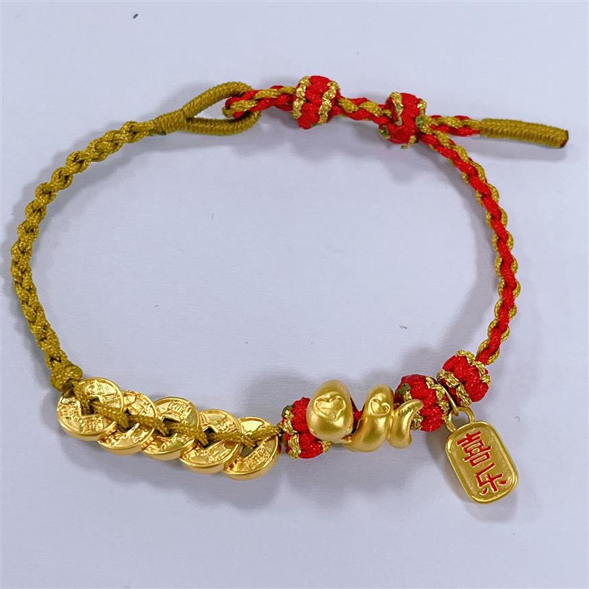 福满圆珠宝 足金 灵蛇平安喜乐手链