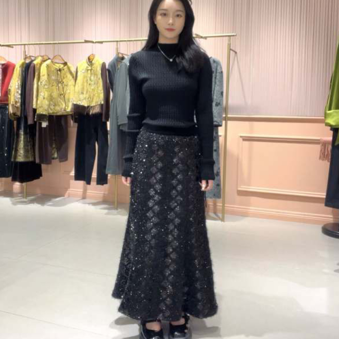 新中式品玉黑色半裙